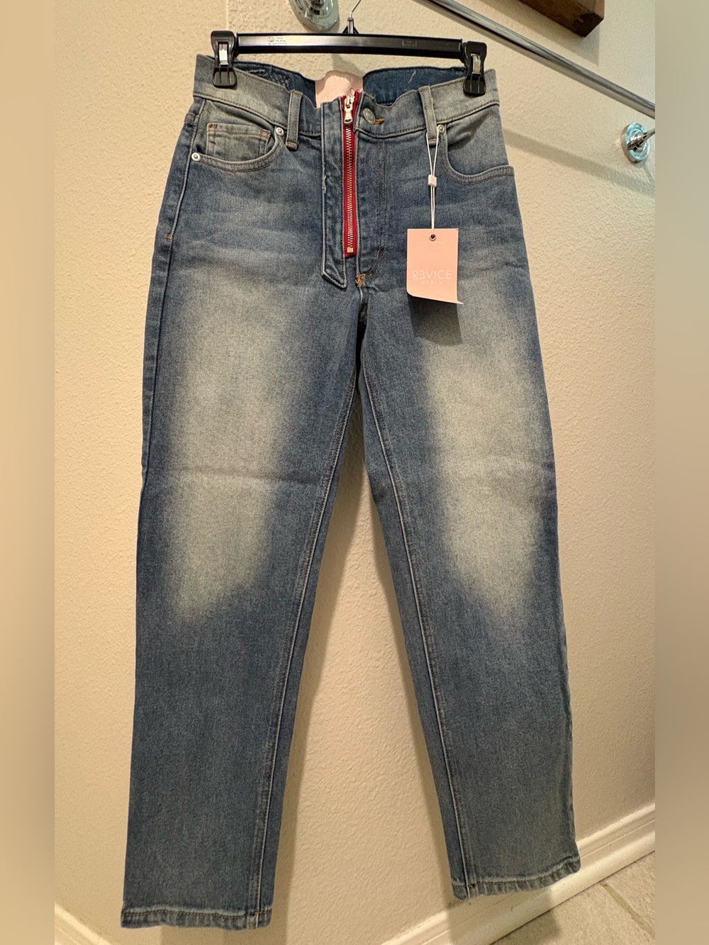 REVICE Denim Women’s Mon Amour Heart Patch Straight Leg Jeans